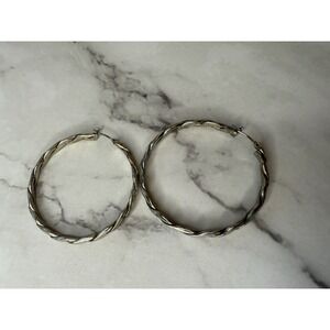Vintage Silver Twisted Hoop Earrings 1.5 inches diameter‎